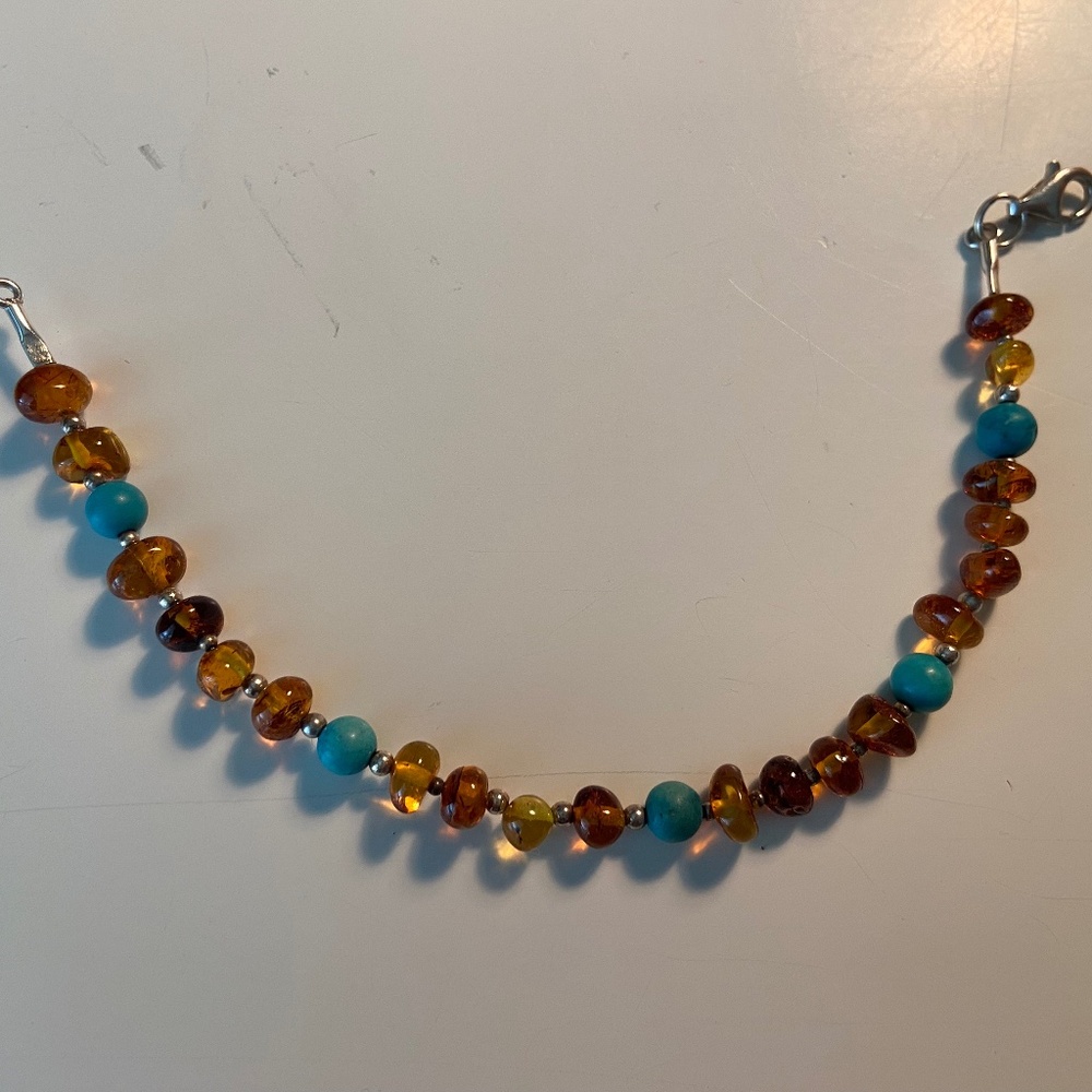 Amber and turquoise bracelet